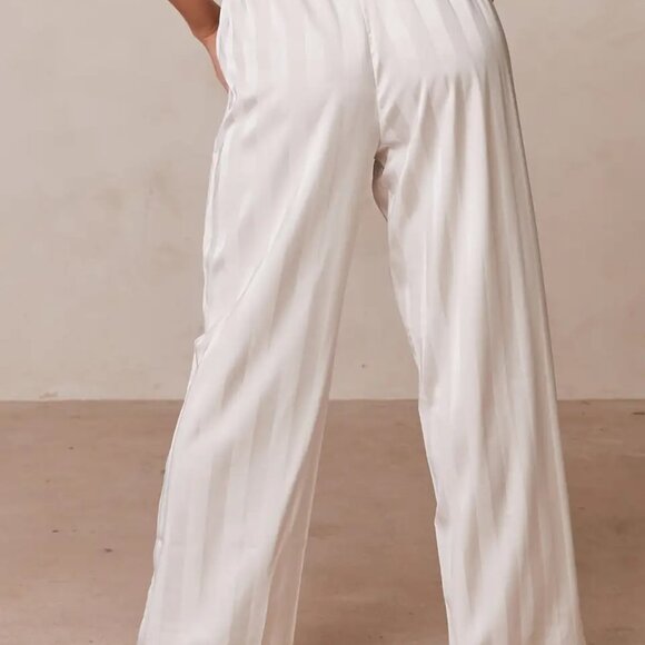 Lounge Striped Satin Pajama Set in "Pearl" - Picture 12 of 16